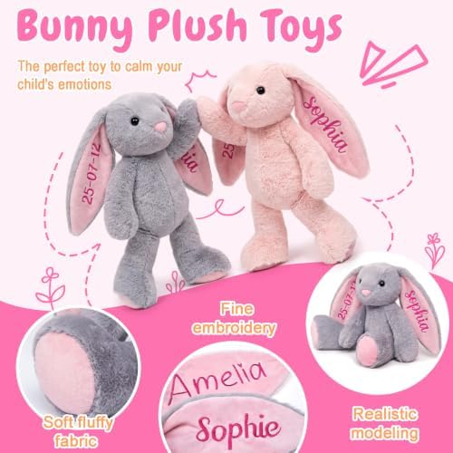 Personalized Bunny Stuffed Animal with Name, Custom Baby Bunny Plush Toys - Image 4