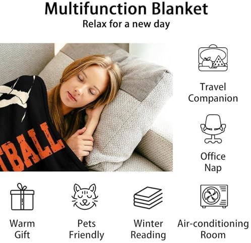 Mercuryelf Basketball Throw Blanket - Soft, Fuzzy & Warm - 60x80 Inches Flannel Blankets for Bed, Couch - Black Sports Funny Throws Gift for Men, Women - Image 6
