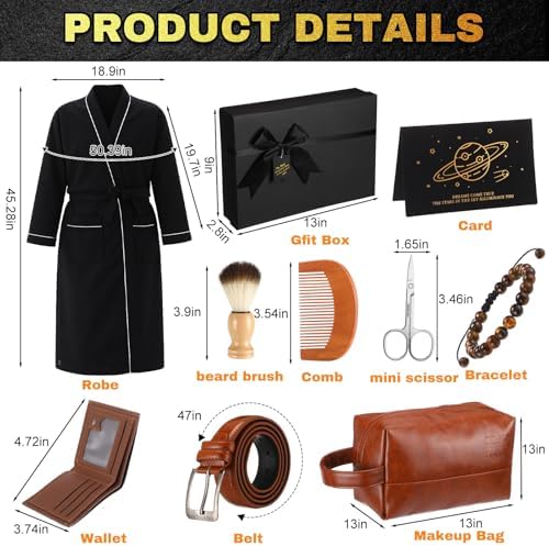 Shyyween 10 Pcs Birthday Gifts Baskets for Men Beard Care Set,Brown - Image 3