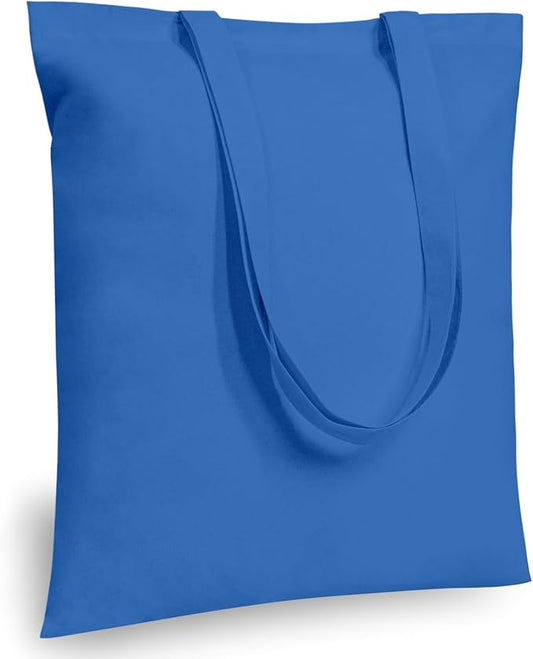 TOPDesign 6-Pack Economical 16"x15" Ocean Blue Cotton Tote Bags, Lightweight Medium Reusable Grocery Shopping Cloth Bags, Suitable for DIY, Advertising, Promotion, Gift, Activity