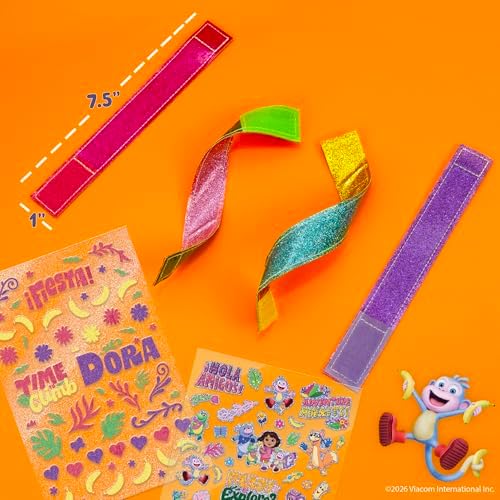 Dora Sparkle Bracelets, Reversible Bracelet Design with Easy Tab Closures, Includes Over 100 Glitter and Puffy Stickers - Image 4