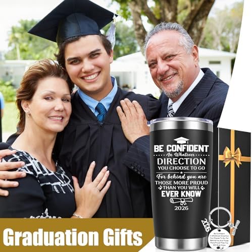 Lifecapido Graduation Gifts, 2026 Graduate 20oz Tumbler with Keychain, High School College Masters Degree PhD Graduation Gifts for Friends Classmates Graduates, Black - Image 3