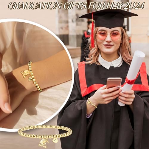 2026 Graduation Gifts, Graduation Gift for Her High School College Graduation Gifts for Teen Girls 5th 8th Grade Masters Degree Grads Initial Bracelets for Women Letter A-Z Charm Bracelet Daughter Niece Granddaughter Girlfriend Jewelry - Image 4