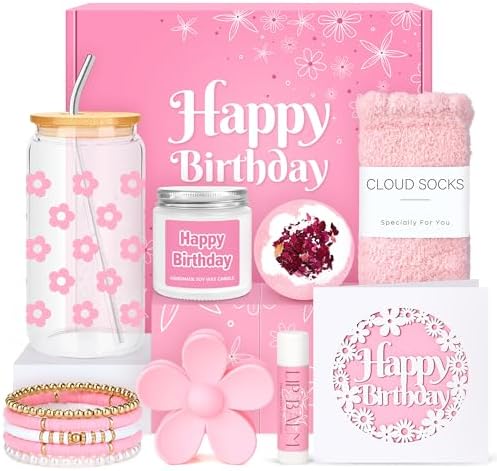 Birthday Gifts for Teen Girls, Women, Teenage Girl Birthday Gift Sets for Teen Girls Tween Gifts for Teenage Girl Cute Daisy Aesthetic Glass Cup Gift Basket for Teens, Sister, Women, Her, Friend by CHESACE