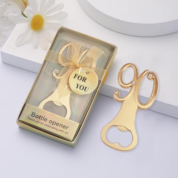 24PCS 90 Bottle Openers for 90th Birthday Party Favors or (24,Gold 90)