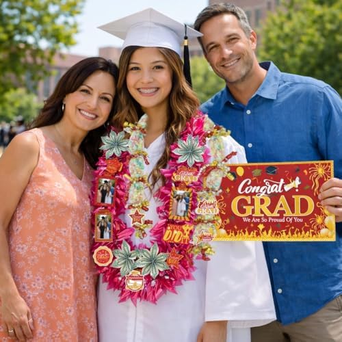 Class of 2026 Graduation Leis with Money Gift Set, 2 pcs Candy Lei Graduation Cash Holder,Personalized Graduation Gifts Money Leis with Photo Frame Congrats Grads Gift Idea for Graduate Party Supplies-Gold Red - Image 5