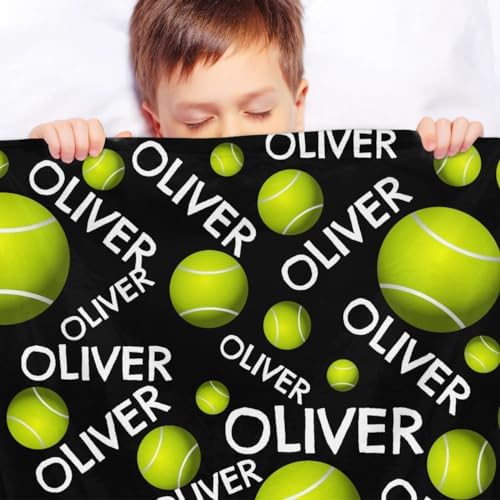 Personalized Baby Blankets for Girls Boys, Custom Baby Blanket with Name Swaddle Toddler Fleece Blanket Personalized Gift Black Tennis Text - Image 4