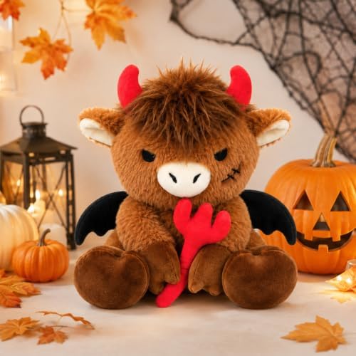 Halloween Highland Cow Stuffed Animal- 9inch Cute Devil Cow Stuffy Gift - Image 4