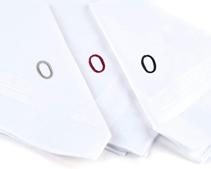 Initial Handkerchief for Men, Monogrammed Boxed 3 Piece Set,100% Cotton