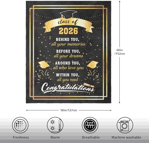 Graduation Gifts 2026 Throw Blanket 60" x 50", Graduation Gifts for Her/Him/Girls/Boys, Class of 2026 Graduation Gift, High School/College/Masters Degree/PHD Graduation Gifts for Women/Men Graduate - Image 6