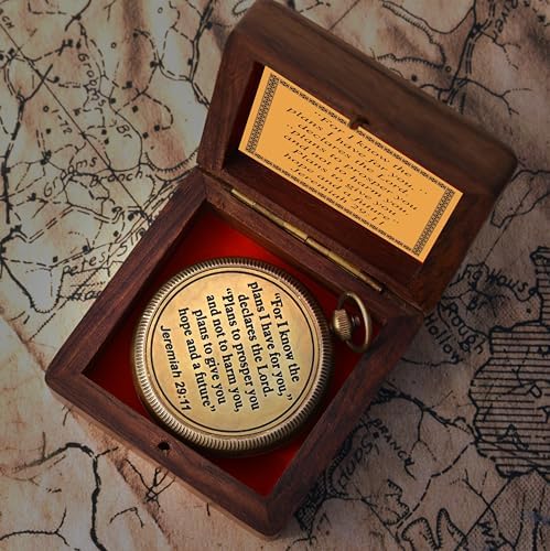 For I Know The Plans I Have For You, Jeremiah 29:11, Solid Brass Directional Engraved Compass, Baptism Gifts for Boys Girls, First Communion, Christian Gifts for Men, First Confirmation Gifts for Boys - Image 3
