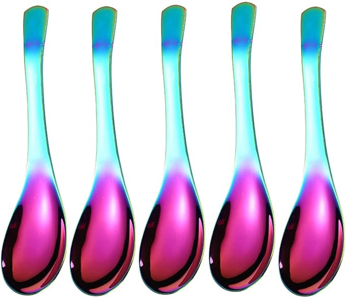 Symphony 5 PCS Stainless Steel Mirror Finish Serving Spoons for Soup, Rice, Tea, Milk, Coffee & Dessert