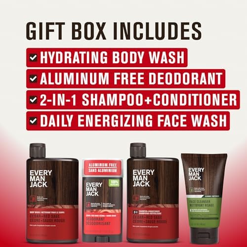 Every Man Jack Bath and Body Shower Gift Set for Men, Cedar Red Sage - Image 3