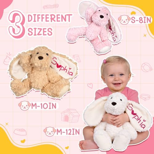 Custom Embroidered Plush Dog with Name, Personalized Baby Plush Toys, Personalized Dog Stuffed Animal, 1-14 Year Old Girl Toys, Easter Birthday Gifts for Baby Boys Girls Toddlers (Dog) - Image 6