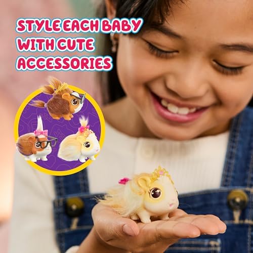 Little Live Pets Mama Surprise Guinea Pig Plush Toy, Interactive Stuffed Guinea Pig Hutch and 3 Babies, Animal Plush with 20+ Sounds, Toys for Ages 4+ - Image 5