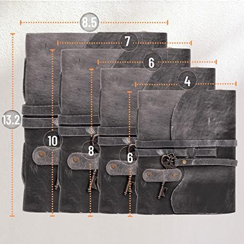 LEATHER VILLAGE Small Leather Journal Key Lock, Slate Grey 13x8. - Image 5
