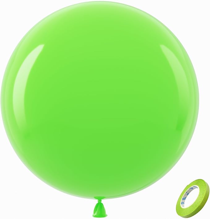 Bezente Lime Green Giant Balloons 36 Inch - 8 Pack Jumbo Green balloons Large Round Light Green Latex Balloons for Birthday Bridal Shower Dinosaur Jungle Party Decoration