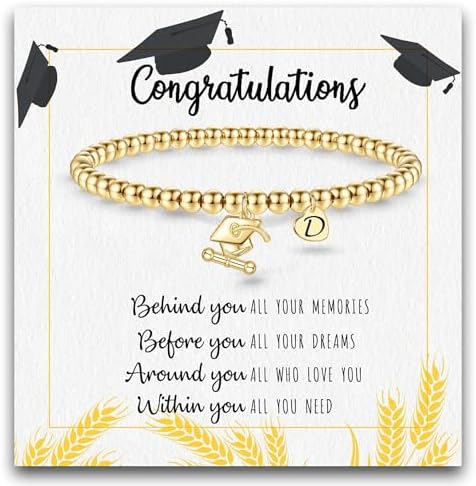 2026 Graduation Gifts, Graduation Gift for Her High School College Graduation Gifts for Teen Girls 5th 8th Grade Masters Degree Grads Initial Bracelets for Women Letter A-Z Charm Bracelet Daughter Niece Granddaughter Girlfriend Jewelry by BTYSUN