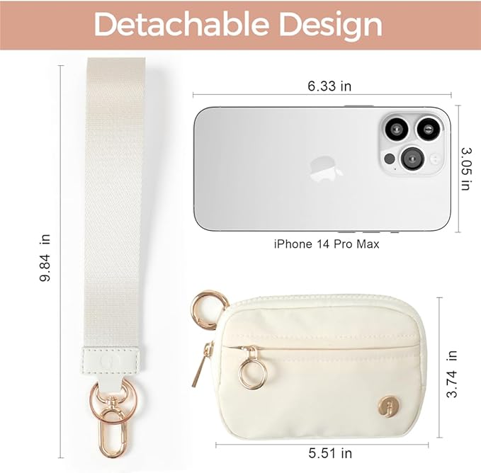 Wristlet Keychain Wallets for Women RFID Blocking Credit Card Holder Small Zipper Coin Purse Change Pouch with ID Window and Detachable Wrist Strap Beige