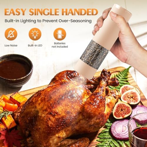 Electric Salt and Pepper Grinder Set Automatic Battery Pepper Mill Shakers Adjustable Coarseness Upgraded Larger Capacity with Led Home and Kitchen Appliances Birthday Gifts for Women Mom - Image 3