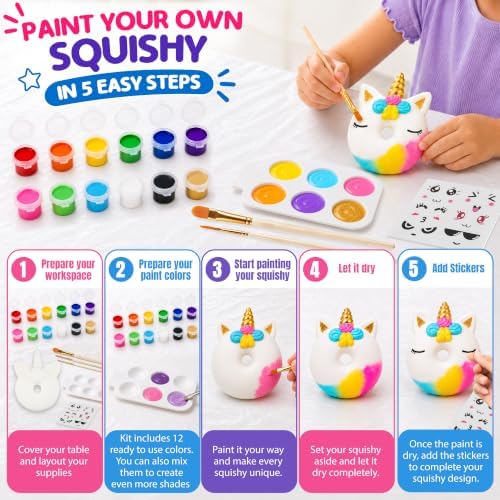 Jim&Gloria Paint Your Own Squishies, Jumbo Squishy Toy Gifts for Girls and Boys 8 9 10 11 12 13 14, Arts and Crafts Squeeze Toys, Party Favors for Birthday, Christmas Gift, Pack of 3 - Image 3