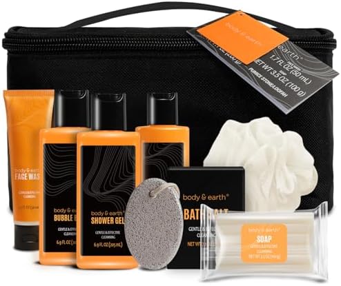 Body & Earth Cirtus 8pc Spa Gifts for Men Spa Baskets for Men by BODYEARTH