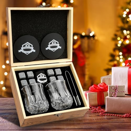 Whiskey Stones Glass Gifts Set - Bourbon Scotch Whiskey Glasses Set of 2 - Image 6
