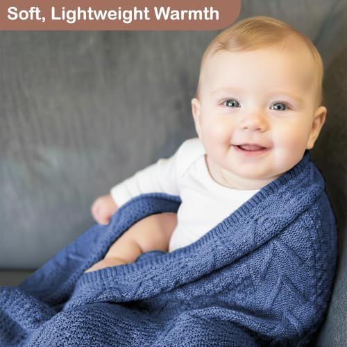 Organic Cotton Knit Boy Baby Blanket Infant Toddler Gift 31x43 in - Image 4