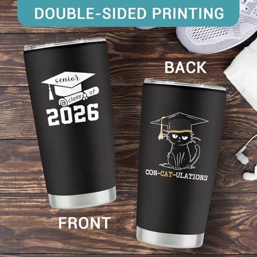 2026 Graduation Gift for Him Her - Senior Class of 2026 Gifts - 20 oz Stainless Steel Tumbler With Lid & Straw - High School/College/Master Degree/PHD Gradution Gifts - Image 7