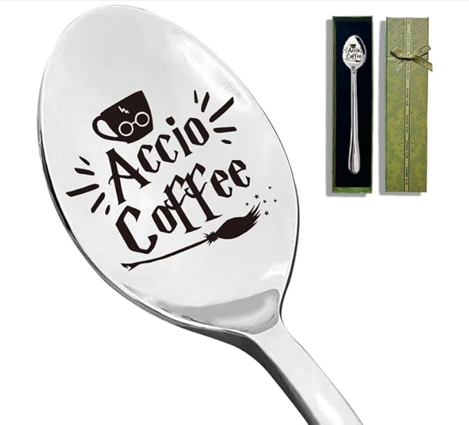 Coffee Stainless Spoon, Coffee Spoon Gifts for Coffee Lovers Book Lovers Bookworm Friends Birthday, Valentine, Christmas Thanksgiving Graduation Housewarming Gifts