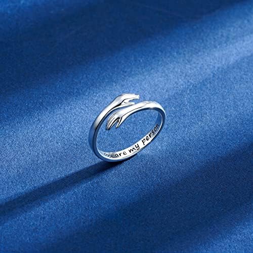 Yesteel S925 Sterling Silver Hug Ring for Women Teen Girls, Adjustable Ring Jewelry Mothers Day Birthday Gifts for Daughters Mom Sister Wife Friends Grandma - Image 3