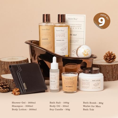 Bath Gifts for Men Dad Birthday Gifts Spa Kit Cedar & Bergamot Mens Gift - Image 2