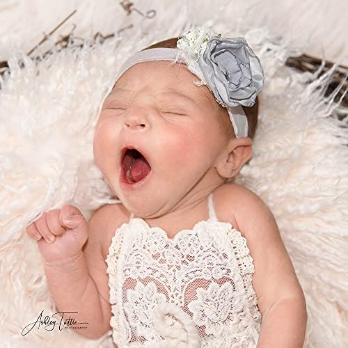 Newborn Photo Props Faux Fur Round 23.6 inch Soft Baby Boy Girl Photo Blanket Studio Photo Mat Ivory - Image 5