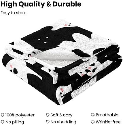 Boo Spooky Blanket Halloween Throw Blankets Gift for Girls Boys, Black and White Ghost Blanket Plush Soft Fleece Flannel for Toddler Kids Adults Lap Chair Halloween Decor 60"X50" - Image 5