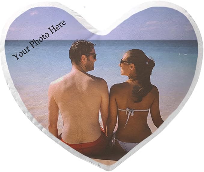 Custom Love Shaped Pillow, Personalized Pillow with Your Own Photo, Cute Room Decor Pillow for Bedroom Sofa Chair, 20 Inches