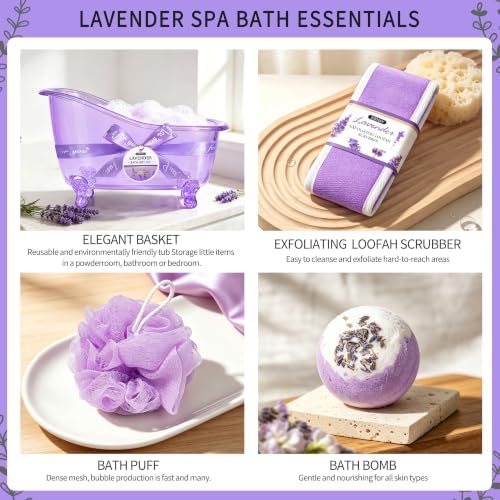 Gift for Women, Spa Gift Baskets for Women，15Pcs Lavender Bath and Body Set - Image 6