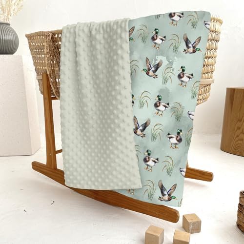 Vintage Mallard Duck Baby Blankets for Girl Boy Hunting Duck Green Leaves Soft Mink Dotted Backing Double Layer Swaddle Receiving Blanket Wild Ducks Bed Throw for Newborn Infant Toddler Nursery 30x40 - Image 6