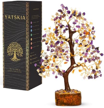 YATSKIA Amethyst Citrine Money Tree, Gem Tree, Crystal Gifts | Crystal Tree of Life Decor | Boho Home Decor | Birthday Gifts for Women | 10 Inch 300 Beads by YATSKIA