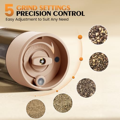 Electric Salt and Pepper Grinder Set Automatic Battery Pepper Mill Shakers Adjustable Coarseness Upgraded Larger Capacity with Led Home and Kitchen Appliances Birthday Gifts for Women Mom - Image 2
