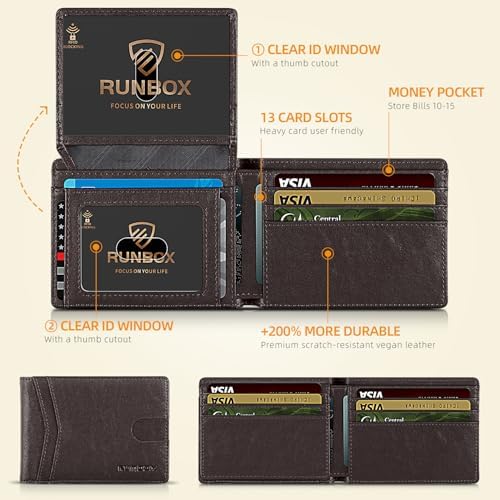 RUNBOX Wallet for Men -Slim Rfid Leather Mens Bifold Novelty Wallets 2 ID Window With Gift Box Men's Accessories - Image 3