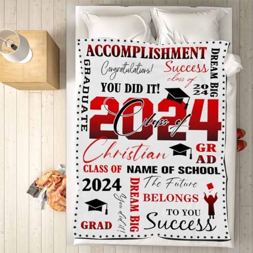 College Graduation Gifts with Custom Name and School Custom Graduation Blanket 2024 Custom Picture Blankets Personalized Blanket with Pictures 80x70inch - Image 5