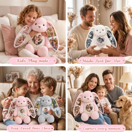 Custom Wedding Photo Bunny Stuffed Animal-Personalized with Picture & Text - Image 4