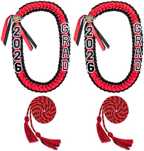 ALKB 2026 Graduation Lei Set - Two-Tone Braided Ribbon with Honor Cord, Unisex Graduation Gift for Graduates, Polyester by ALKB