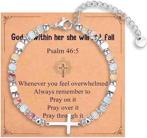 Christian Gifts for Women Girls, Religious Cross Bracelet by IKIATY