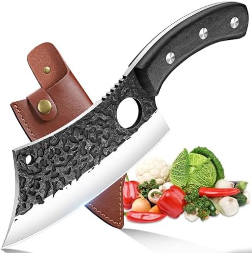 ROCOCO Meat Cleaver Butcher Knife - Full Tang Knife & Sheath Gift Idea Men by ROCOCO