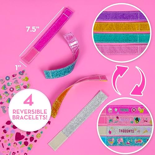 Barbie Sparkle Bracelet Making Kit, 4 Reversible Shimmery Bracelets, 100+ Traditional and Puffy Resin Stickers, DIY Friendship Jewelry, Girls Toys, Arts and Crafts for Kids Age 8-12, Gifts for Girls - Image 5
