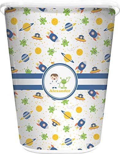 RNK Shops Personalized Boy's Space Themed Waste Basket - Double Sided (White) by Unknown