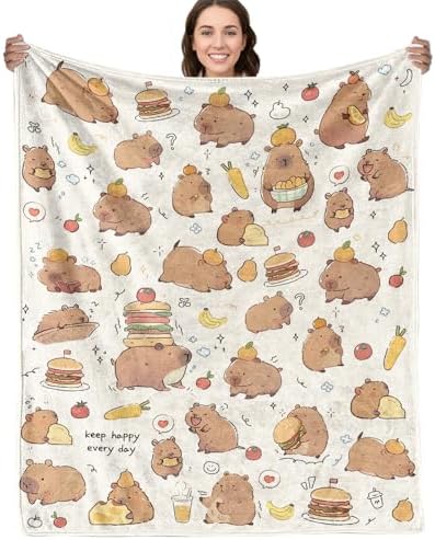 Capybara Gifts Blanket - 50 x 60 Inch Cozy Blankets Capybara Throw Blanket for Kids Boys Girls, Soft Flannel Blankets for Bed Couch, Kapibara Sofa Stuff Decor for Women Teens, Gift for Kapibara Lover by tgruihm