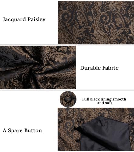 DiBanGu Mens Vest and Tie Set Formal Paisley Waistcoat and Necktie Pocket Square Cufflinks Silk Suit Vest for Tuxedo Wedding - Image 6