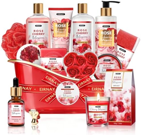 Gifts for Women,15pcs Rose & Cherry Blossom Spa Gift Basket for Women by Unknown